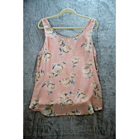 C by Bloomingdale’s Blush Floral Tank Top XL Sleeveless Lined Chiffon Blouse - Picture 7 of 7